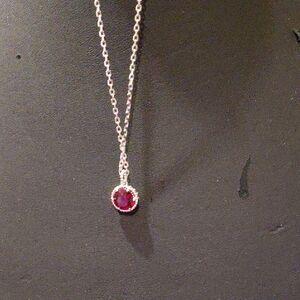 Swarovski Silver Necklace with Red Pendant